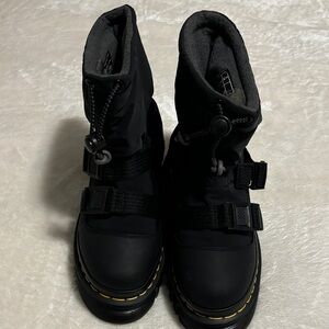 Dr. Martens Black Winter Boots with Yellow Stitching